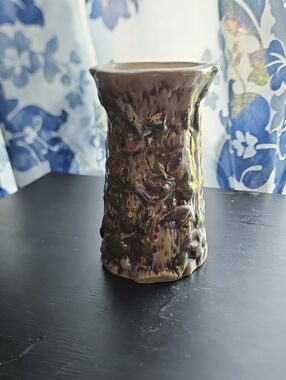 Iridescent Textured Ceramic Bud Vase - Brown and Green